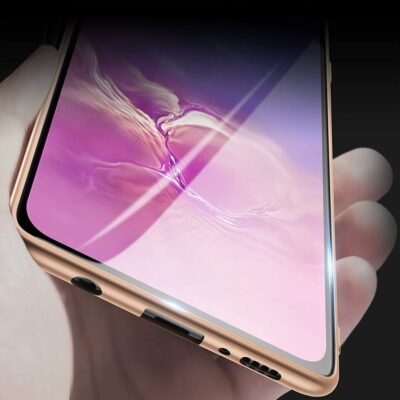 Auksines spalvos deklas Samsung Galaxy G970 S10e X-level Guardian rankoje su ekranu