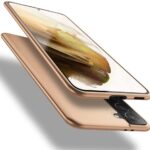 Auksinės spalvos dėklas Samsung Galaxy S21 S30 X-level Guardian, apgaubiantis telefoną matomu minkštu paviršiumi