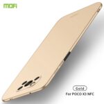 Auksinės spalvos dėklas Xiaomi Poco X3 NFC su atvira kamera ir mygtukais