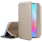 Auksinis atverčiamas dėklas Huawei P20 Lite su stovu ir apsauga