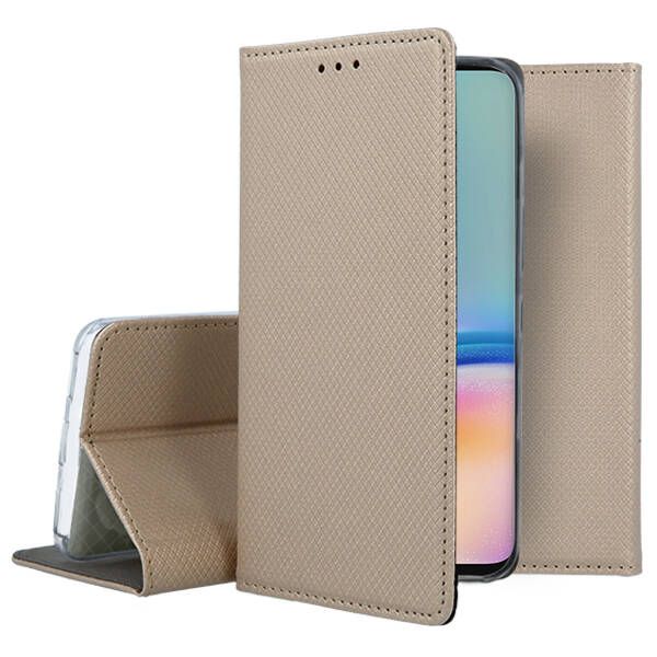 Auksinis atverčiamas dėklas Samsung A266 A26 5G Smart Magnet Auksinis atverčiamas dėklas Samsung A266 A26 5G smart magnet su tekstūruota apsauga