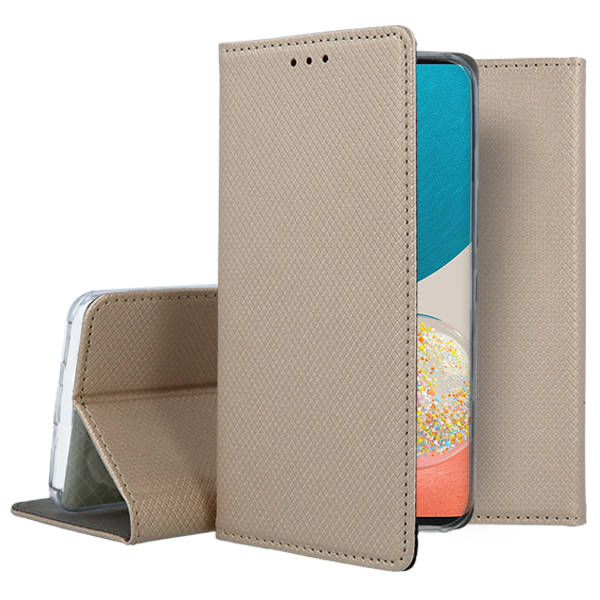Auksinis atverčiamas dėklas Samsung Galaxy A536 A53 5G Smart Magnet Auksinis atverčiamas dėklas Samsung Galaxy A536 A53 5G Smart Magnet su tekstūruota medžiaga