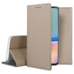 Auksinis atverčiamas dėklas Samsung Galaxy A566 A56 5G Smart Magnet su tekstūriniu paviršiumi ir apsauga
