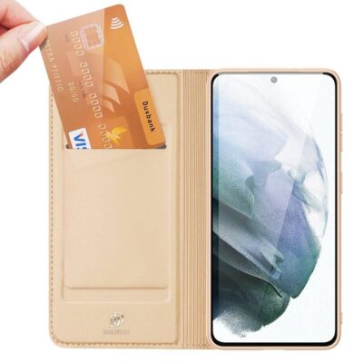 auksinis atverciamas deklas samsung galaxy s21 fe dux ducis skin pro su korteles skyriumi