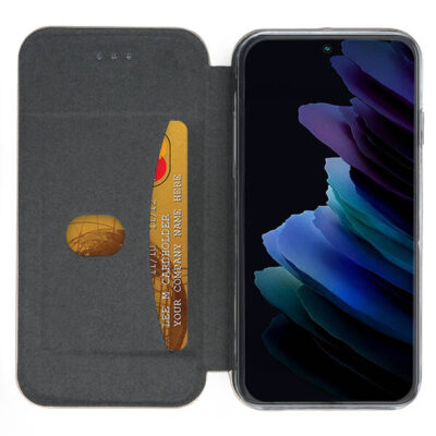 Auksinis atverčiamas dėklas Samsung Galaxy S926 S24 Plus Book Elegance su kortelių lizdu viduje