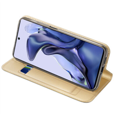 Auksinis atverčiamas dėklas Xiaomi 11T 11T Pro Dux Ducis Skin Pro telefonui