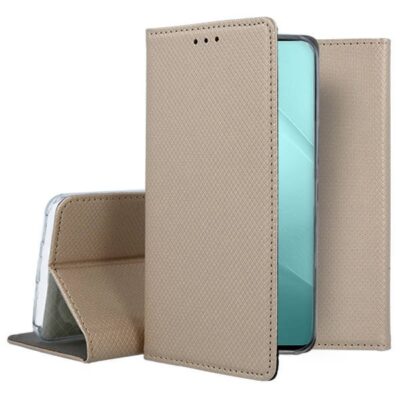 Auksinis atverčiamas dėklas Xiaomi Redmi 10 Pro su matine tekstūra ir magnetiniu užsegimu