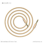 Auksinis audio adapteris 3,5mm į 3,5mm Borofone BL3 su pintu kabeliu ir metaliniais jungtimis