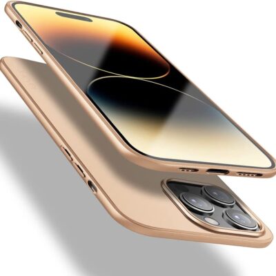 Auksinis dėklas Apple iPhone 14 Pro Max X-level Guardian su matiniu paviršiumi ir tiksliomis išpjovomis