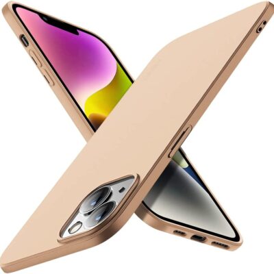 Auksinis dėklas Apple iPhone 14 X-level Guardian su matiniu paviršiumi ir tiksliai priderintomis kamerų angomis