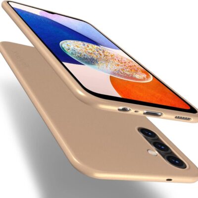 Auksinis dėklas Samsung Galaxy A057 A05s X-level Guardian matomas iš dviejų pusių su uždėtu telefonu