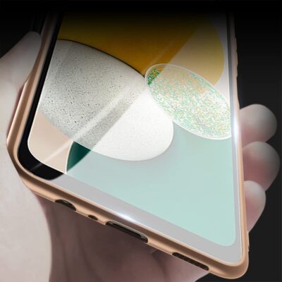 Auksinis dėklas Samsung Galaxy A136 A13 5G X-level Guardian telefone leidžia matyti apatinę ekrano ir kraštų dalį