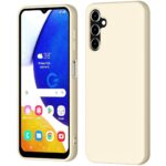 Auksinis dėklas Samsung Galaxy A145 A14 4G su matiniu paviršiumi ir kameros išpjova