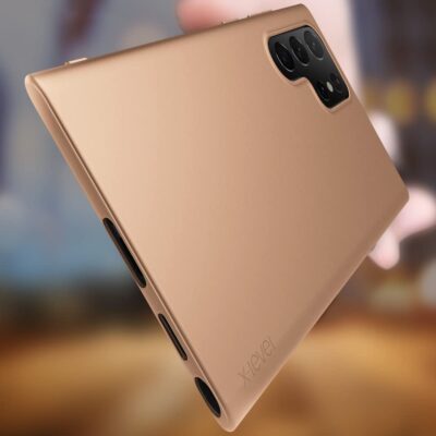 Auksinis dėklas Samsung Galaxy S22 Ultra X-level Guardian su matiniu paviršiumi ir tiksliu kameros išpjova