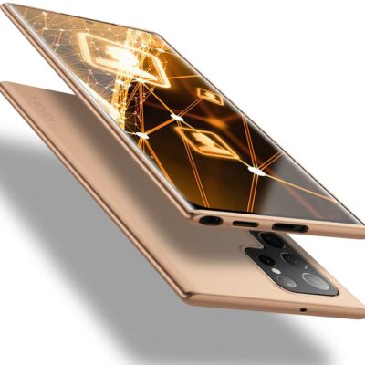 Auksinis dėklas Samsung Galaxy S22 Ultra X-level Guardian švelnios tekstūros ir tikslios angos kamerai