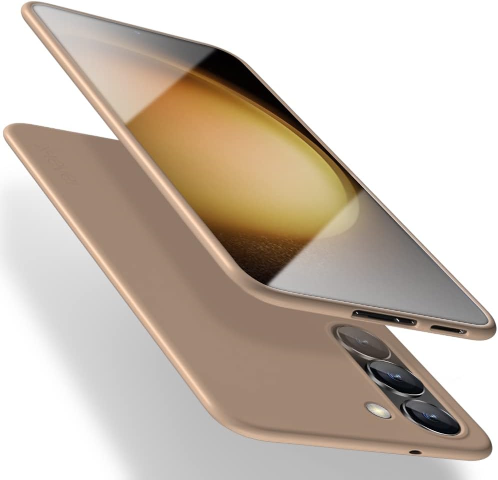 Auksinis dėklas Samsung Galaxy S921 S24 X-level Guardian Auksinis dėklas Samsung Galaxy S921 S24 X-level Guardian, matomas iš dviejų pusių su ekranu ir kamera