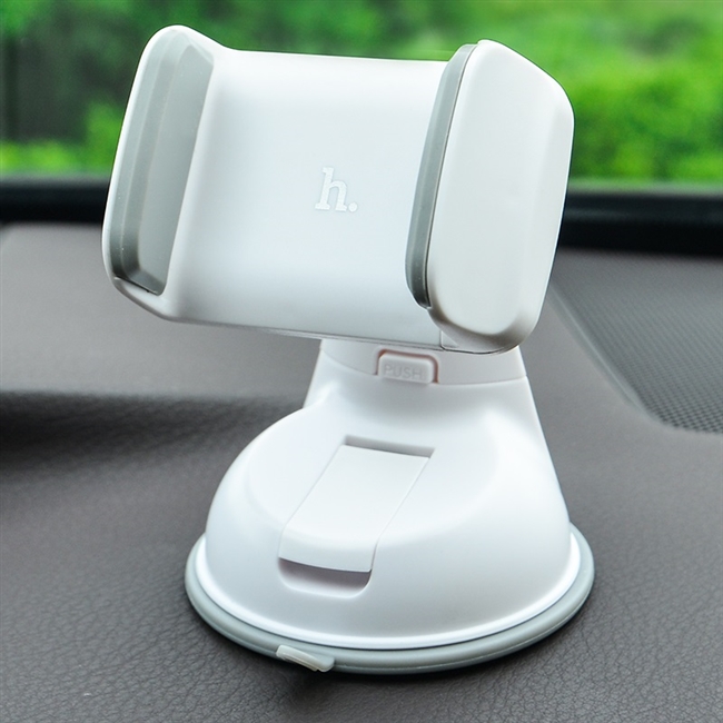 Automobilinis Universalus telefono laikiklis Hoco CA5 automobilinis universalus telefono laikiklis hoco ca5 baltos ir pilkos spalvos ant automobilio prietaisu skydelio