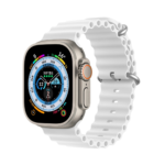Balta apyrankė Dux Ducis OceanWave Series Apple Watch 42 44 45 49mm su tokiu laikrodžiu ir skaitmeniniu ekranų