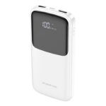 Balta išorinė baterija Power Bank Borofone BJ17 su skaitmeniniu ekranu rodančiu baterijos kiekį