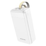 Balta išorinė baterija Power Bank Borofone BJ19B PD20W+QC3.0 30000mAh su odiniu dirželiu.