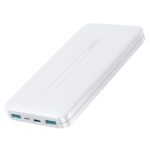 Balta išorinė baterija Power Bank Joyroom JR-T012 10000mAh su dviem USB jungtimis ir moderniu dizainu