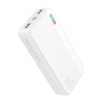 Balta išorinė baterija Power Bank Joyroom JR-T017 su 12W galia ir 20000mAh talpa