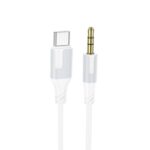Baltas audio kabelis Borofone BL19 USB-C to 3,5mm su metaliniais ir plastikiniais jungtimis
