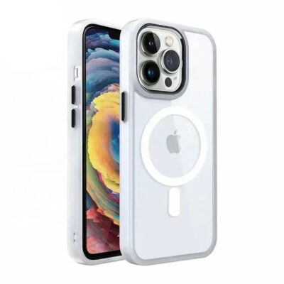 Baltas dėklas Apple Iphone 13 Pro Premium Mag Cover su matiniu paviršiumi ir kampų apsauga