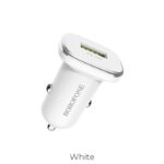 Baltas įkroviklis automobilinis Borofone BZ12A Quick Charge 3.0 su USB jungtimi