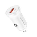 Baltas įkroviklis automobilinis Borofone BZ18 su Quick Charge 3.0 USB lizdu