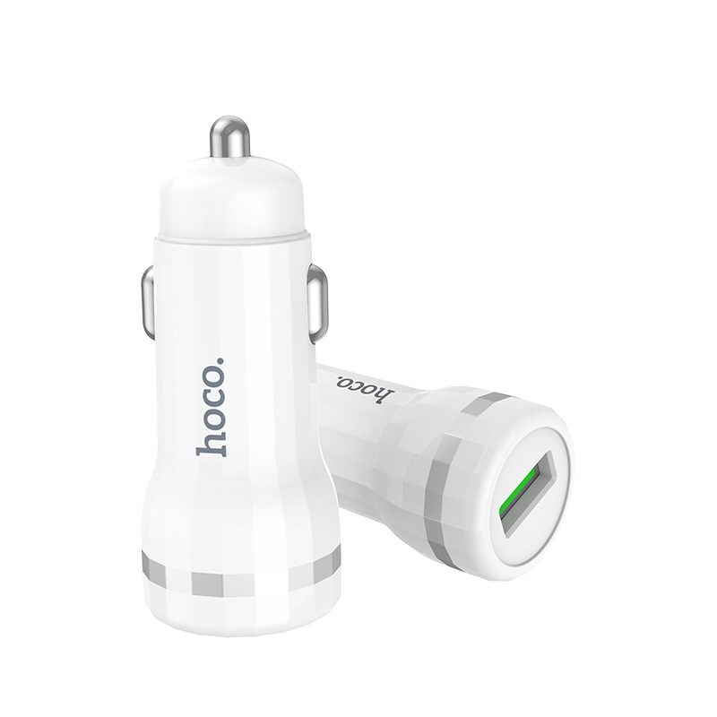 Baltas įkroviklis Hoco Z27A Baltas įkroviklis automobilinis Hoco Z27A Staunch Quick Charge 3.0 su USB jungtimi