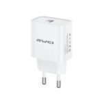 Baltas įkroviklis Awei PD61-EU 20W USB-C su Europos kištuku ir vienu USB-C lizdu