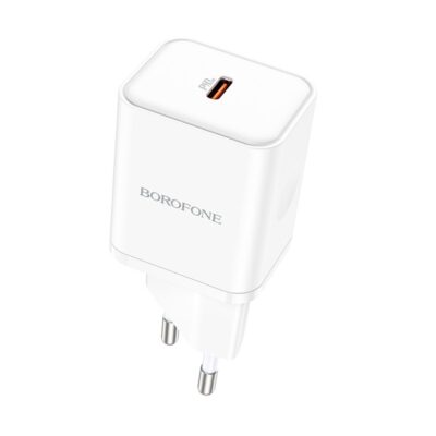 Baltas įkroviklis Borofone BN6 20W USB-C su USB-C jungtimi