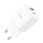 Baltas įkroviklis Hoco N28 PD20W su USB ir USB-C jungtimis