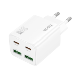 Baltas įkroviklis Hoco N56 su 2xUSB-C ir 2xUSB-A lizdais, PD30W įkrovimo galia