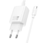 Baltas įkroviklis Hoco N60 20W GaN USB-C su USB-C į USB-C kabeliu 1m