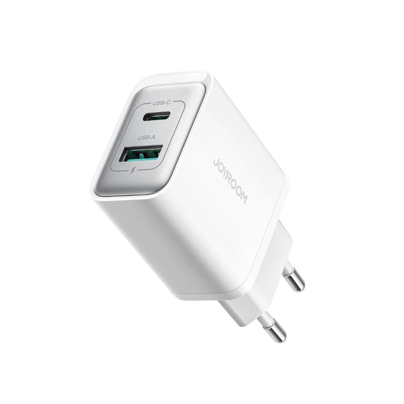 Baltas įkroviklis Joyroom JR-TCF15 USB-C USB-A 30W Baltas įkroviklis Joyroom JR-TCF15 su USB-C ir USB-A jungtimis