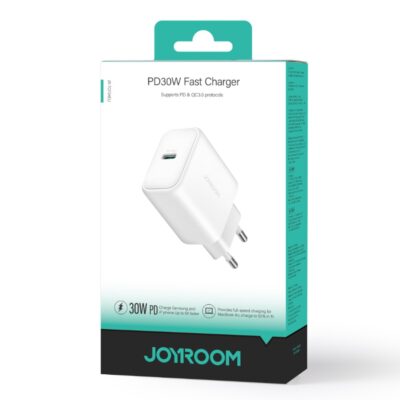 Baltas įkroviklis Joyroom JR-TCF24 USB-C PD30W su USB-C jungtimi