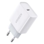 Baltas įkroviklis Ugreen CD137 USB-C 20W 3A su europietišku kištuku