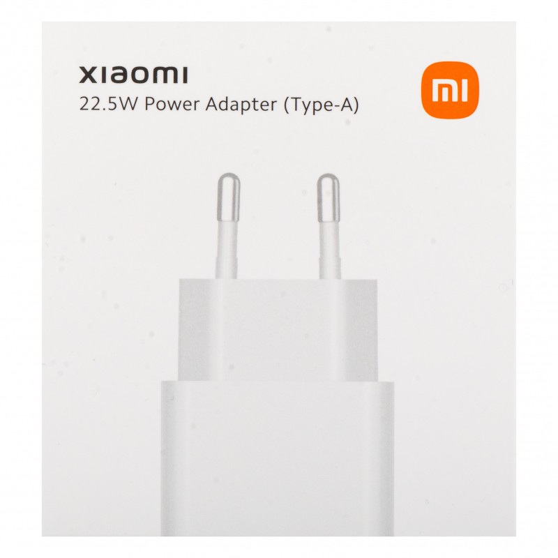 Baltas įkroviklis Xiaomi 22.5W USB-A BHR7757EU Baltas įkroviklis Xiaomi 22.5W USB-A BHR7757EU su dviem metaliniais kontaktų kaiščiais