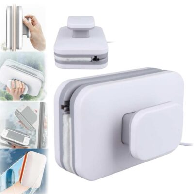 Baltas magnetinis langų valytuvas Reach EasyClean ryškiai baltas su rankena ir minkšta valymo plutele