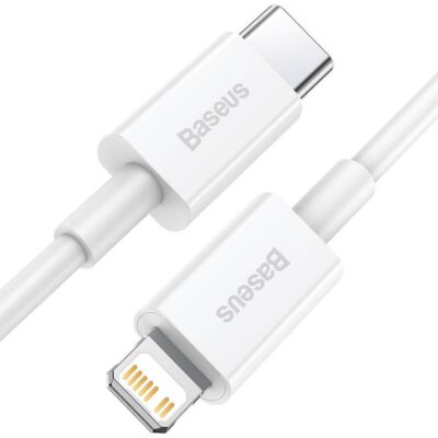 Baltas USB kabelis Baseus Superior iš Type-C į Lightning PD 20W 1.0m