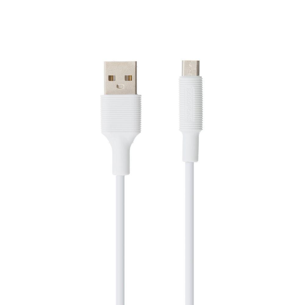 Baltas USB kabelis Borofone BX1 microUSB 1.0m Baltas USB kabelis Borofone BX1 microUSB 1.0m su abiejų pusių USB jungtimis