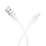Baltas USB kabelis Borofone BX19 USB-A to Lightning 1.0m su matomais USB ir Lightning jungtimis