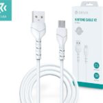 Baltas USB kabelis Devia Kintone microUSB 1.0m su microUSB ir USB jungtimis