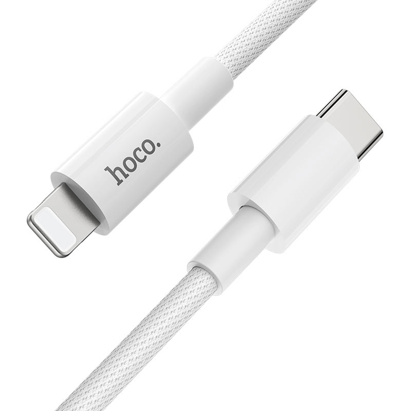 Baltas USB kabelis Hoco X56 PD Type-C į Lightning 1.0m Baltas USB kabelis Hoco X56 PD Type-C į Lightning 1.0m su pynėta apdaila