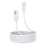 Baltas USB kabelis Joyroom S-UC027A9 USB to Type-C 3A 2.0m su plastikiniais jungtimis ir metaliniu USB galvutės įdėklu