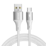 Baltas USB kabelis Joyroom SA25-AM3 su mikro USB jungtimis ir apvalkalu
