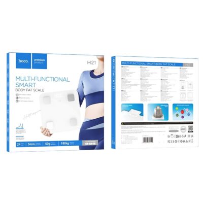 Baltos išmaniosios svarstyklės Hoco HI21 su LED ekranu ir keturiais jutikliais