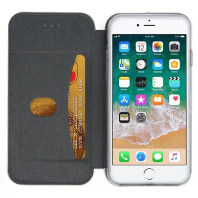 Bordo atverčiamas dėklas Apple iPhone 6 6S su kortelių laikikliu juodos spalvos